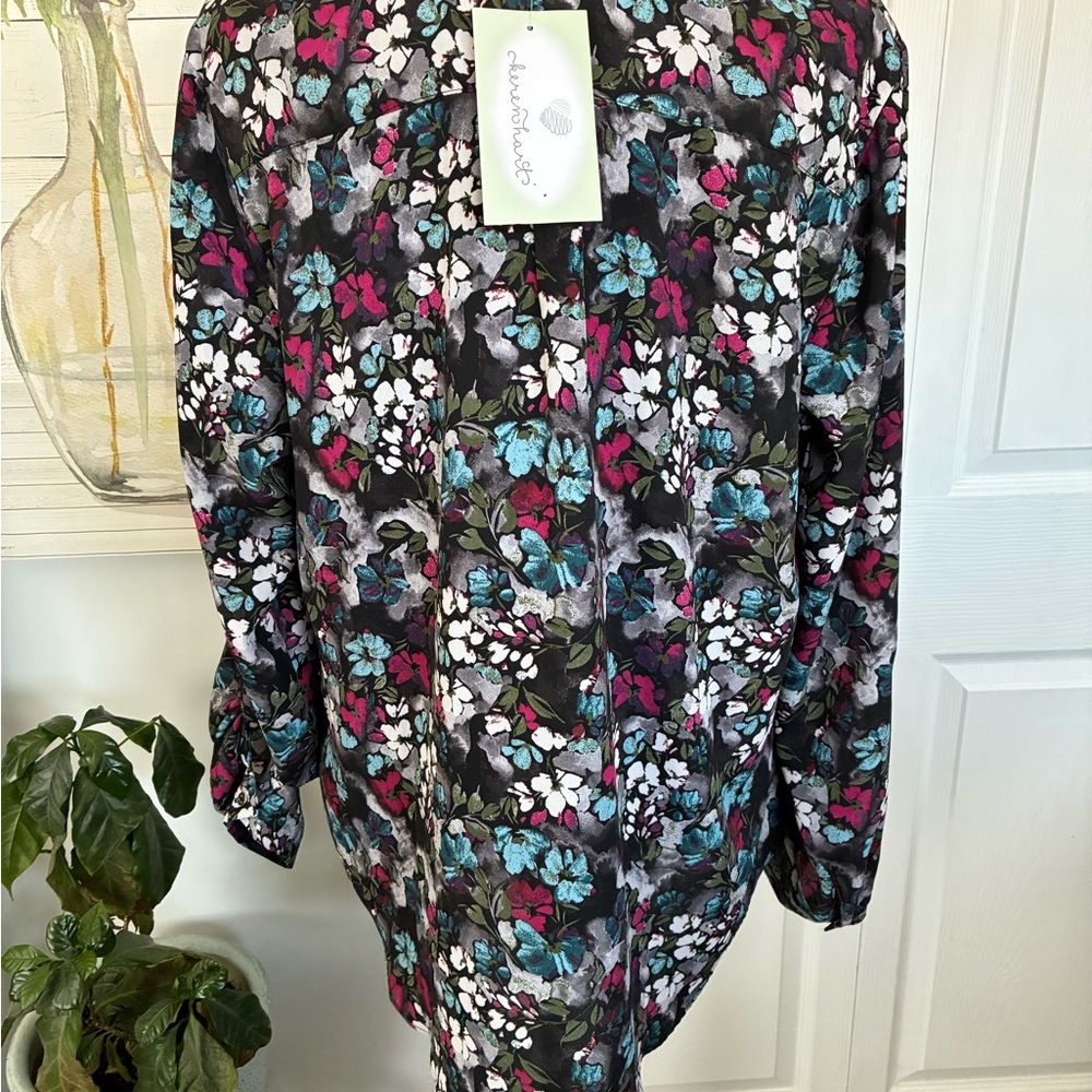 KEREN hart Floral Blouse - Black, Blue, Pink - Picture 6 of 8